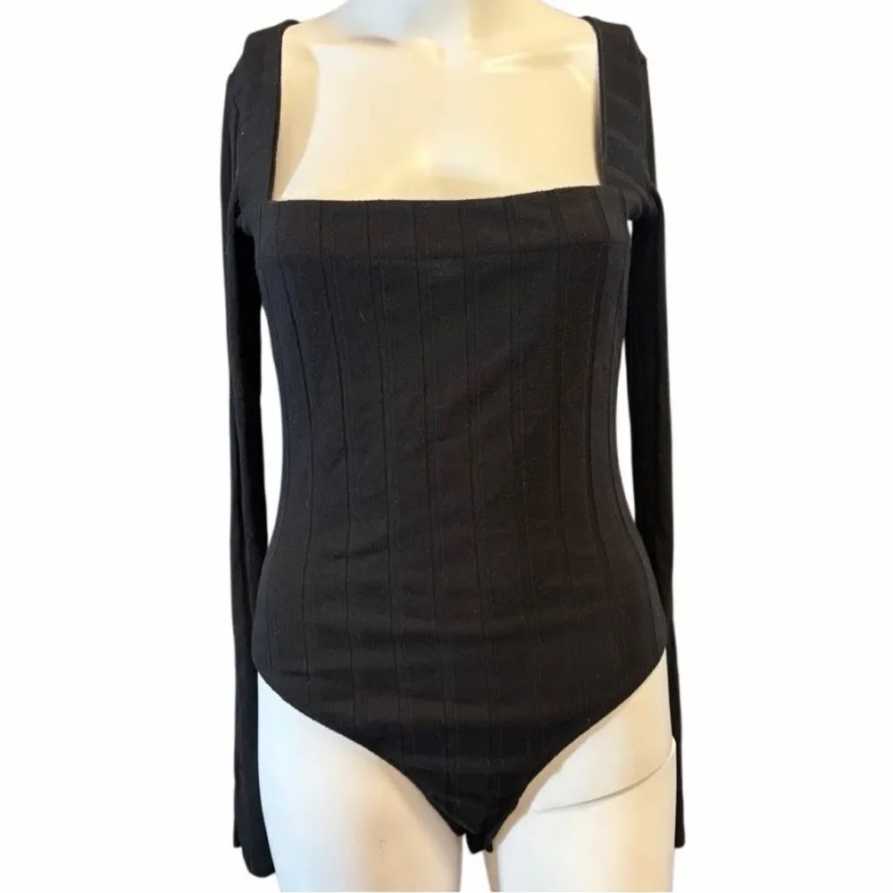 Free People Intimately Ribbed Thong Bodysuit black size Small
